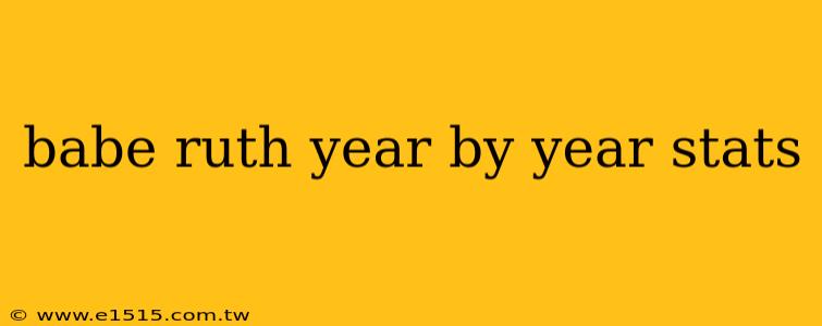 babe ruth year by year stats