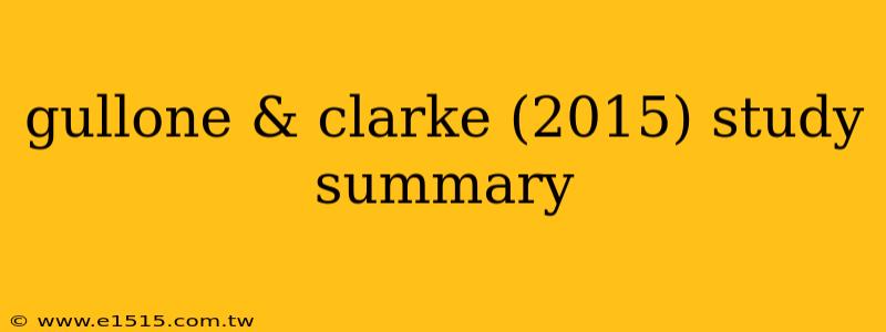gullone & clarke (2015) study summary