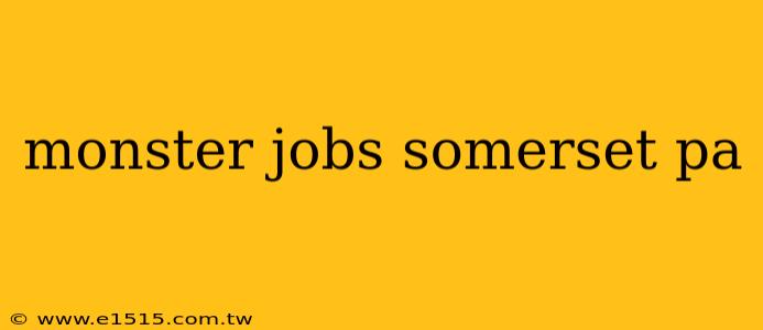 monster jobs somerset pa