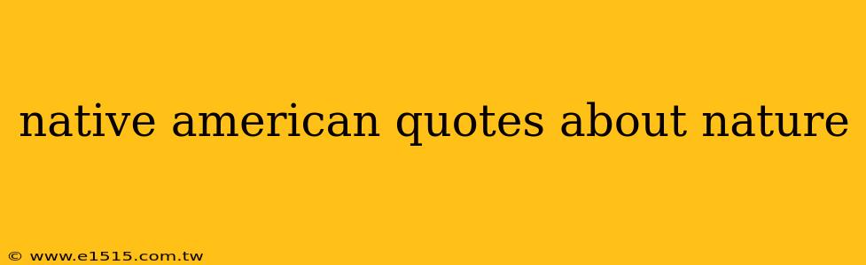 native american quotes about nature