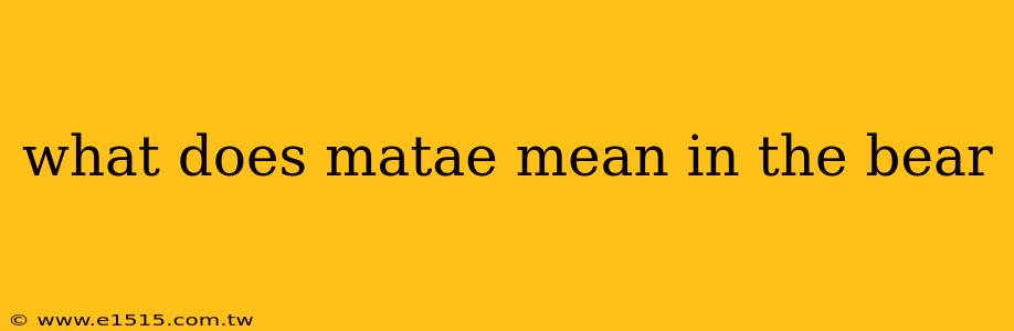 what does matae mean in the bear
