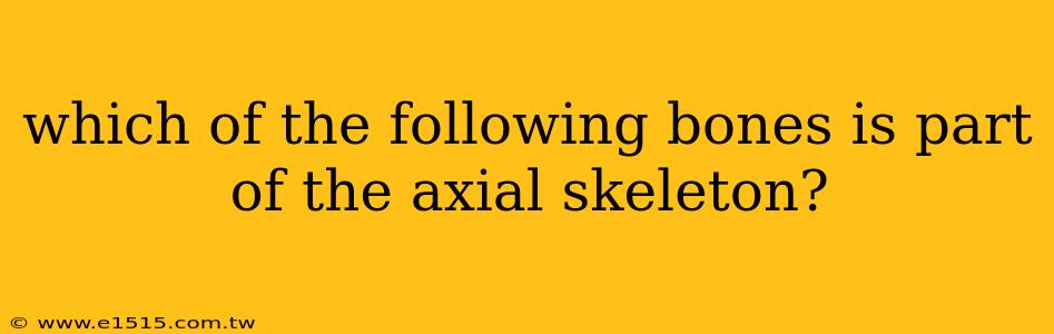 which of the following bones is part of the axial skeleton?